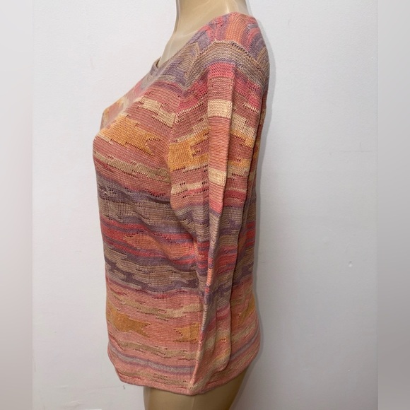 Lauren Jeans Company Ralph Lauren Cotton Linen Aztec Pullover Light Knit Sweater - Picture 4 of 5